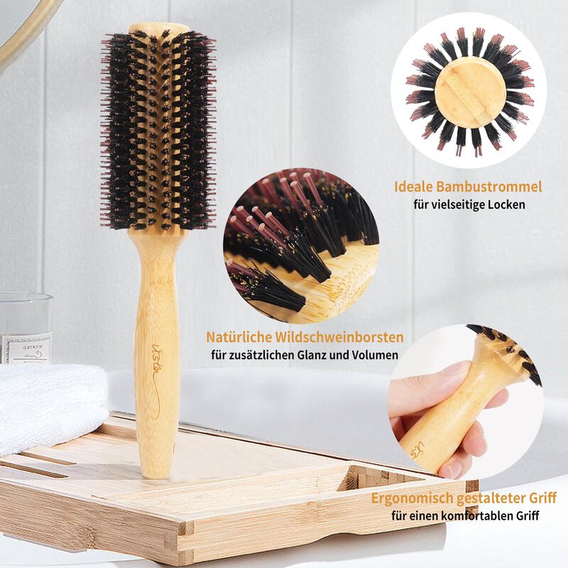 Cepillo De Pelo Vista Round Boar Bristle Bamboo... image number null