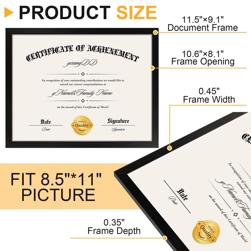 Marco Para Certificados Yixangdd 8,5x11 Negro (... image number null