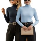 Set De 2 Su&eacute;teres Mujer De Cuello Alto Su&eacute;teres Dama SUET-1023-PX2 Variedad De Colores Sweaters