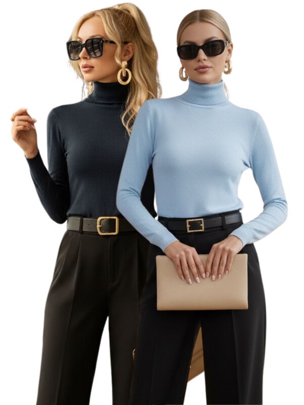 Set De 2 Su&eacute;teres Mujer De Cuello Alto Su&eacute;teres... image number null