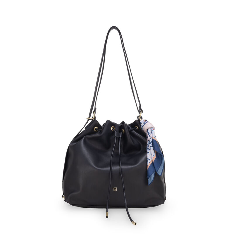 Bolsa Drawstring Mediano Con Mascada Color Negr... image number null