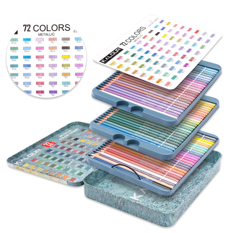 L&aacute;pices De Colores Kalour Metallic 72 Piezas Pa... image number null