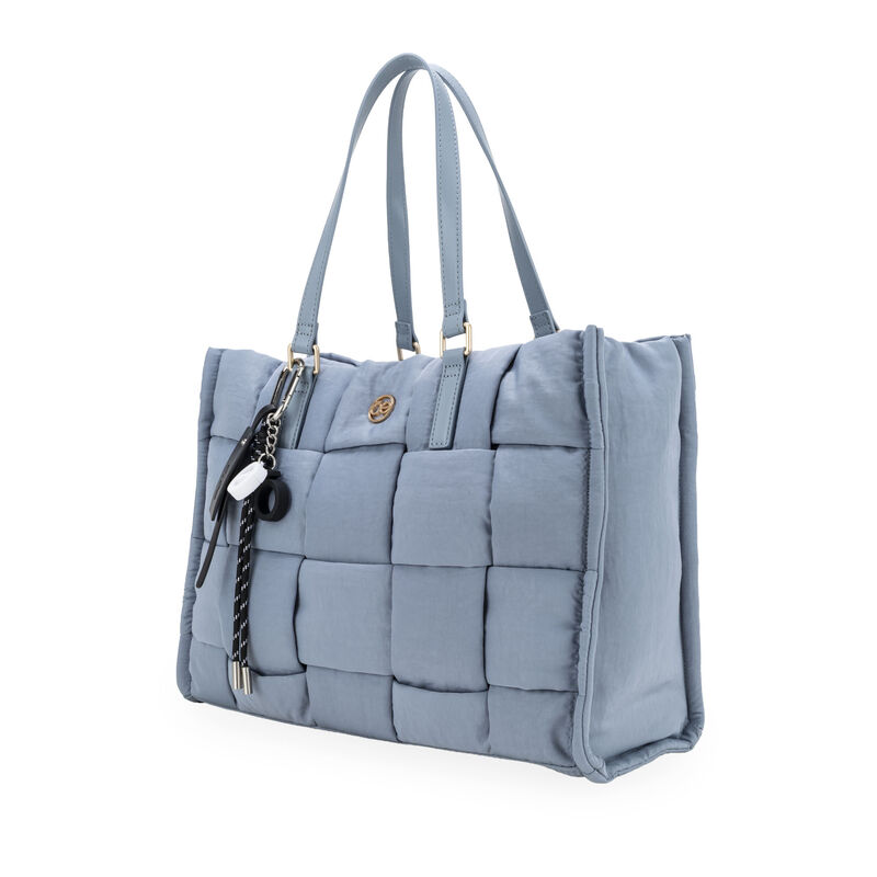 Bolsa Tote Maxi Con Charm Decorativo Color Azul image number null