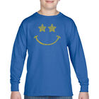 Camiseta De Manga Larga Word Art Para Ni&ntilde;o - Rockstar Smiley - Azul Rey