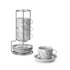 Tazas De Espresso Malacasa 70 ml Juego De 4 Color M&aacute;rmol Gris