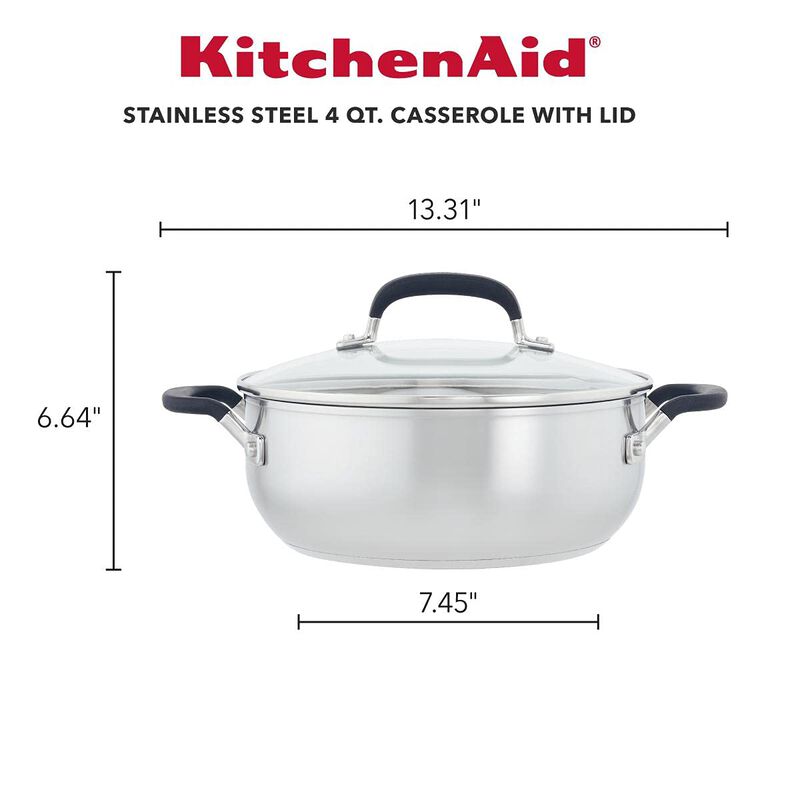 Cacerola KitchenAid Acero Inoxidable 4L con Tap... image number null
