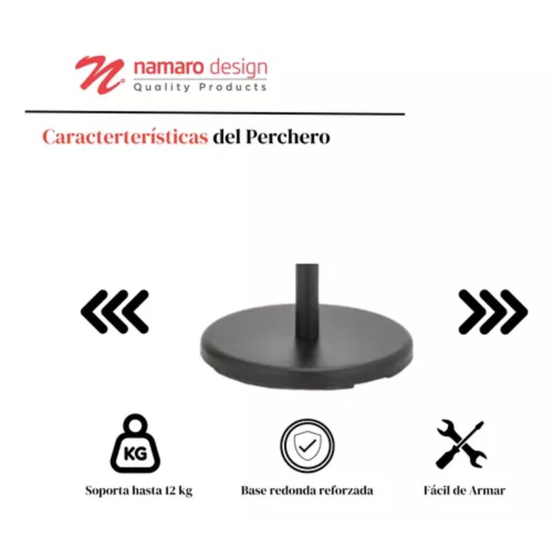 Perchero 6 Ganchos Movibles Negro Seoul Namaro ... image number null