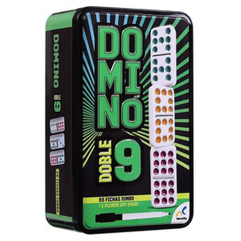 Domin&oacute; Doble 9 en Caja Met&aacute;lica con 1 Plum&oacute;n image number null