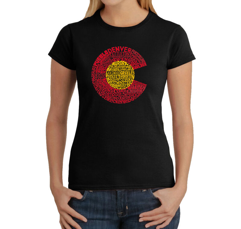 Camiseta Word Art Para Mujer - Colorado- Negro image number null
