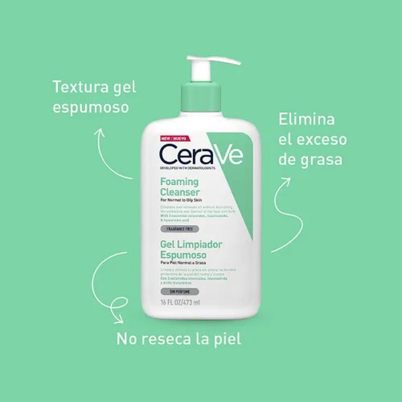 CERAVE GEL LIMPIADOR ESPUMOSO PARA PIEL NORMAL ... image number null