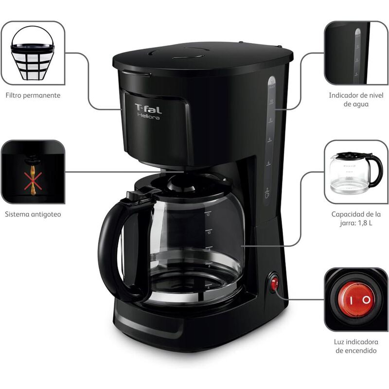 CAFETERA T-FAL HELIORA 12 TAZAS CM1408MX FILTRO... image number null