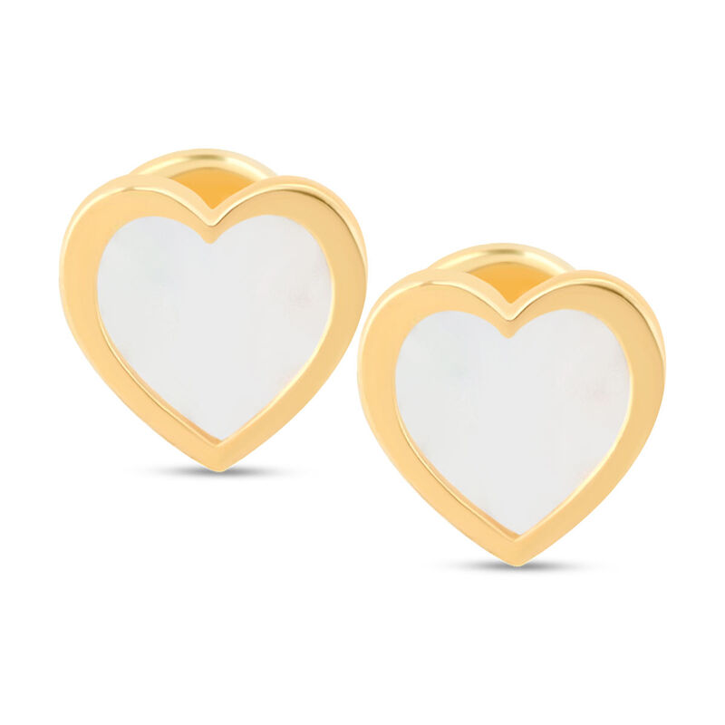 Broqueles De Coraz&oacute;n De Oro Amarillo 14k Con Na... image number null