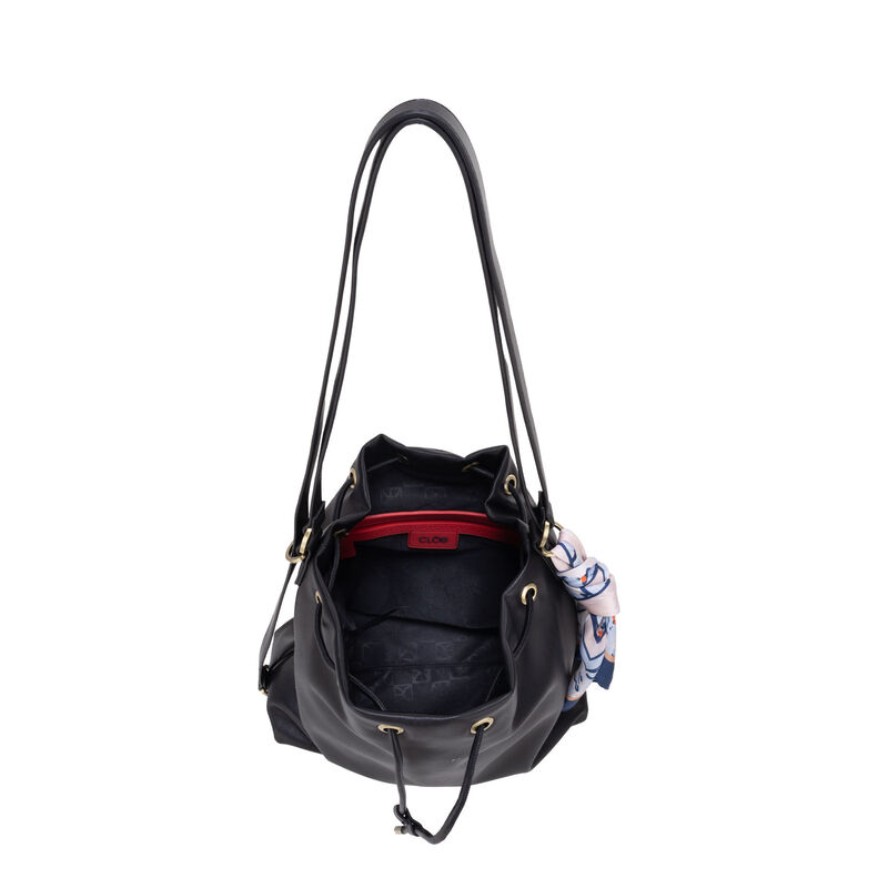 Bolsa Drawstring Mediano Con Mascada Color Negr... image number null