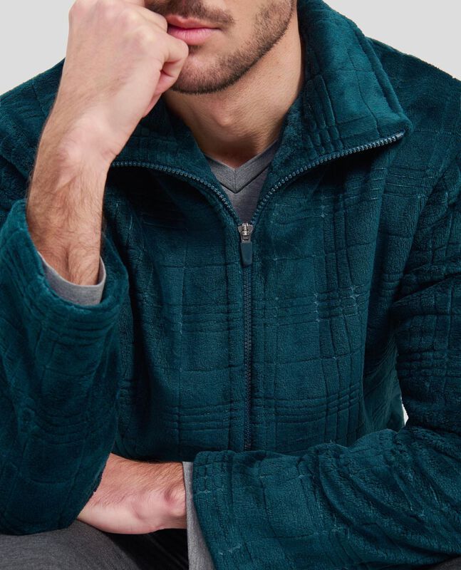 Bata de Hombre con Cremallera en Cuadros Verdes... image number null