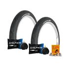2 Llantas Bicicleta R20 X 2.125 Windsor BMX Flama + 2 C&aacute;maras + Parches, Negro END