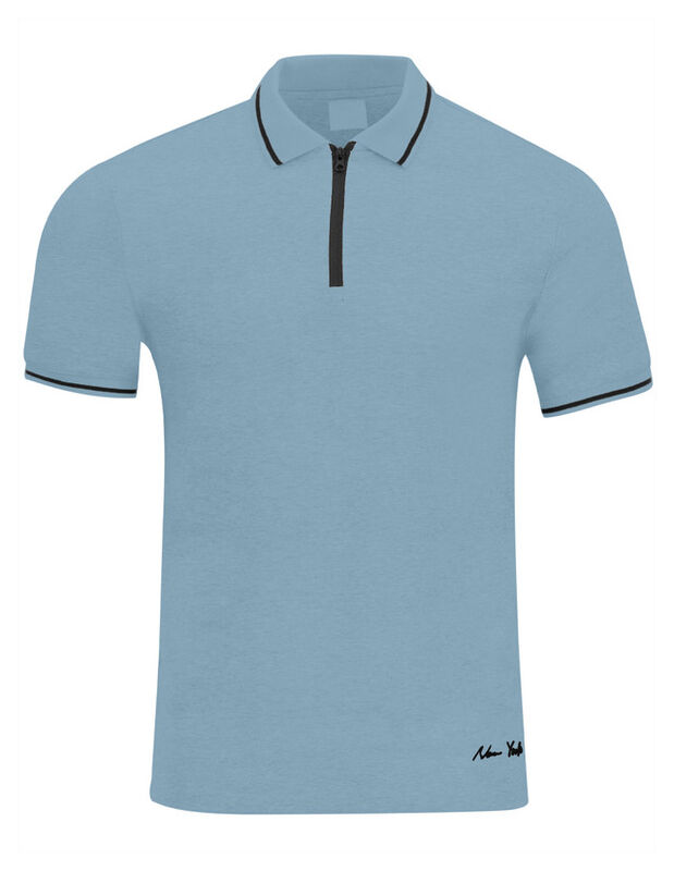 Playera Casual Cuello Con Cierre Hombre Azul Ci... image number null