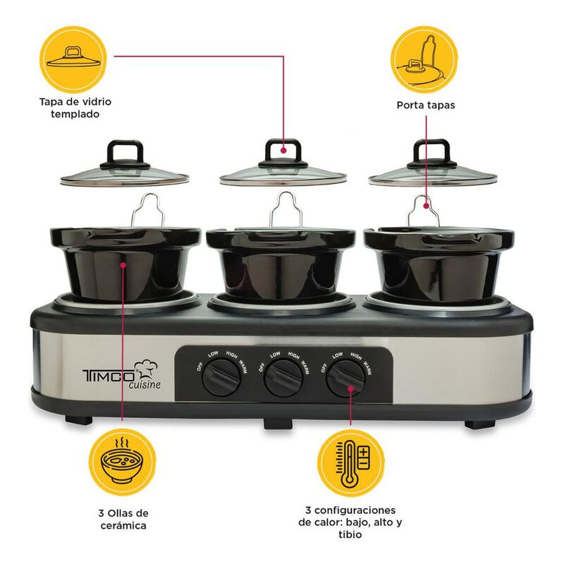 BUFETERA TIMCO 3 INSERTOS DE CERAMICA Y TAPAS D... image number null