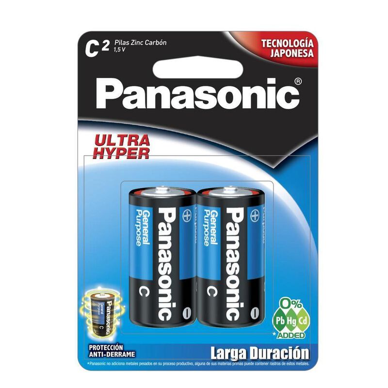 Pila Panasonic Carb&oacute;n Zinc C con 2 1.5v R14 Gor... image number null