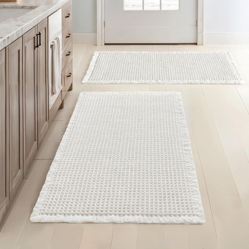 Alfombras De Ba&ntilde;o Miulee Waffle, Color Blanco, ... image number null