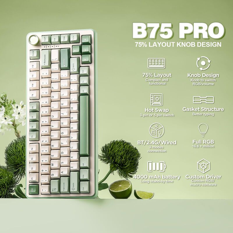 Teclado Mec&aacute;nico Inal&aacute;mbrico Yunzii B75 Pro Ver... image number null