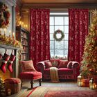 Cortinas Nicetown De Terciopelo Rojo, 213 X 132 Cm, Navidad, 2 Paneles