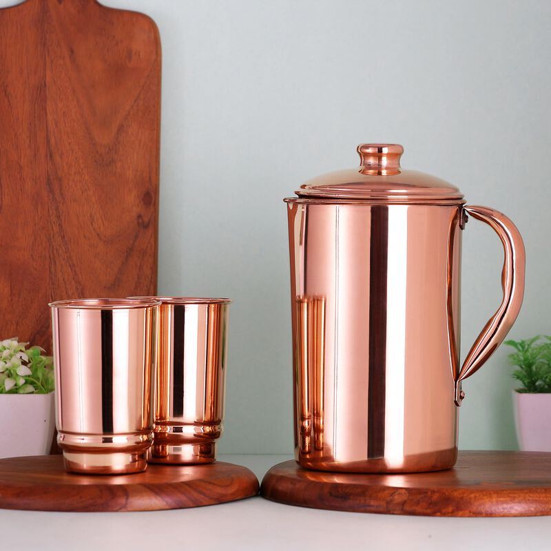 Jarra De Agua De Cobre Y 2 Vasos Healthgoods En... image number null