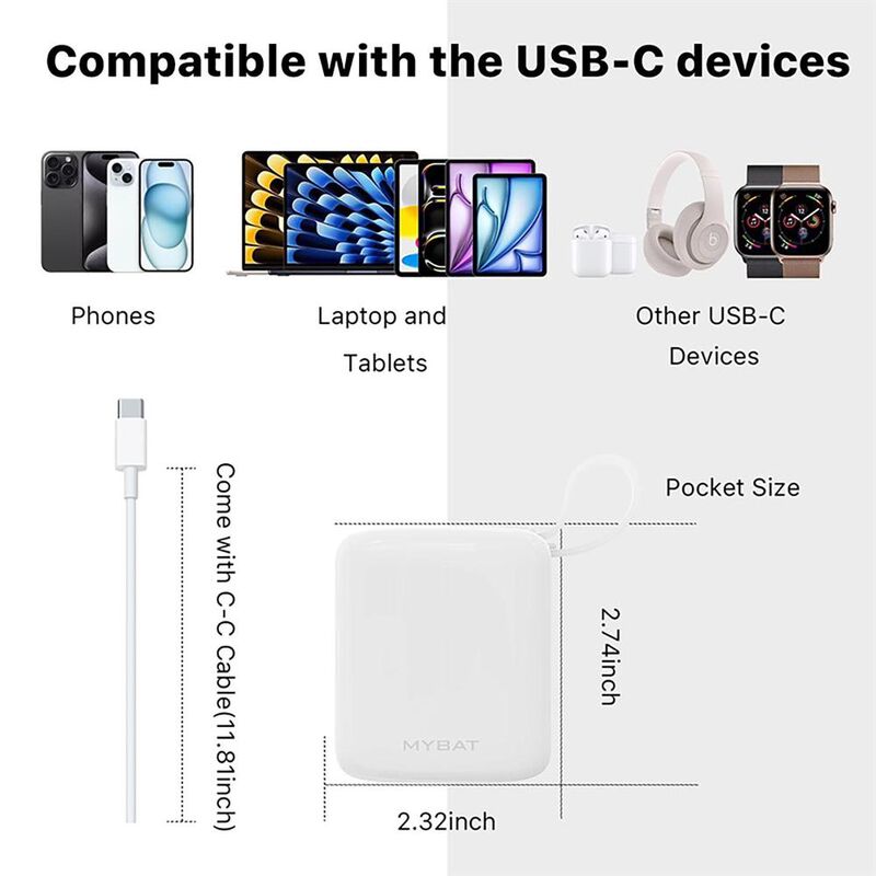 Bateria Externa MYBAT Powerbank USB-C 10000mAH ... image number null