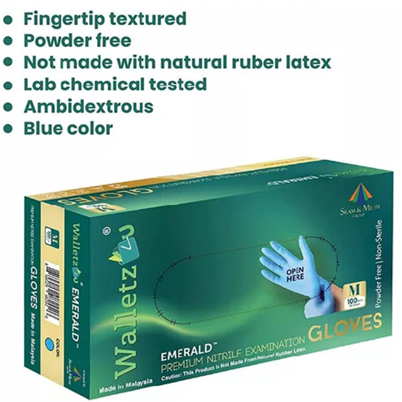 Guantes Nitrilo Wallet  Azul 100 Pzas Talla M image number null