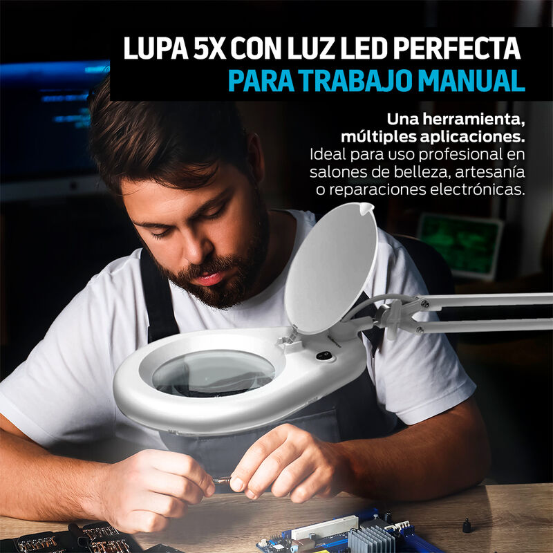 Lupa con Luz LED Aumento 5x Brazo Articulado pa... image number null