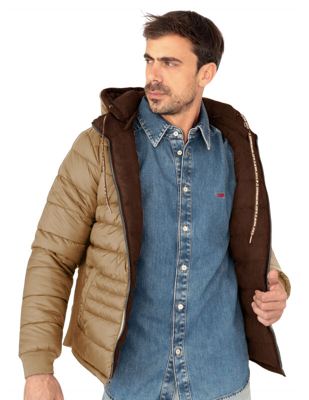 Chamarra Reversible Caballero Capitonada Gorro ... image number null