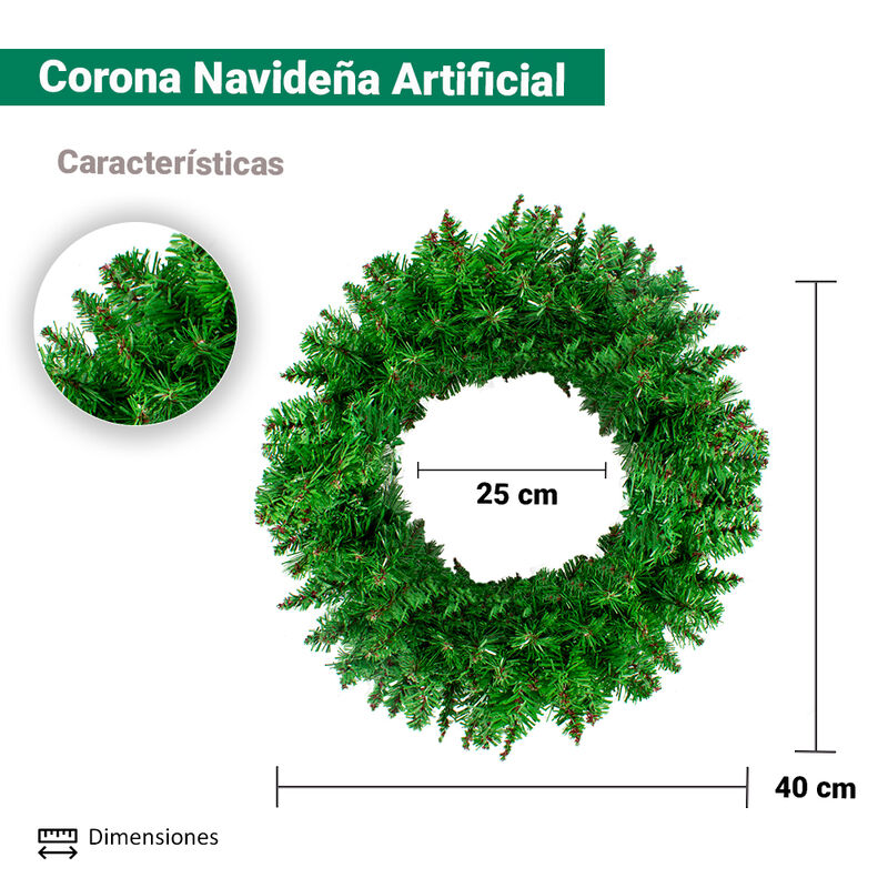 Corona Navideña Verde Claro Adorno Artificial 4... image number null