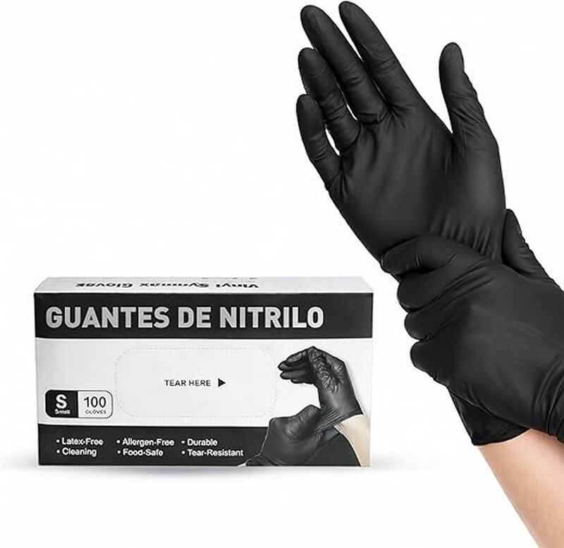 Guantes de Nitrilo Desechables Talla S, Negros,... image number null