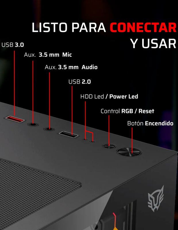 Gabinete Gamer Mini Torre Tank Core Pro GI925 N... image number null