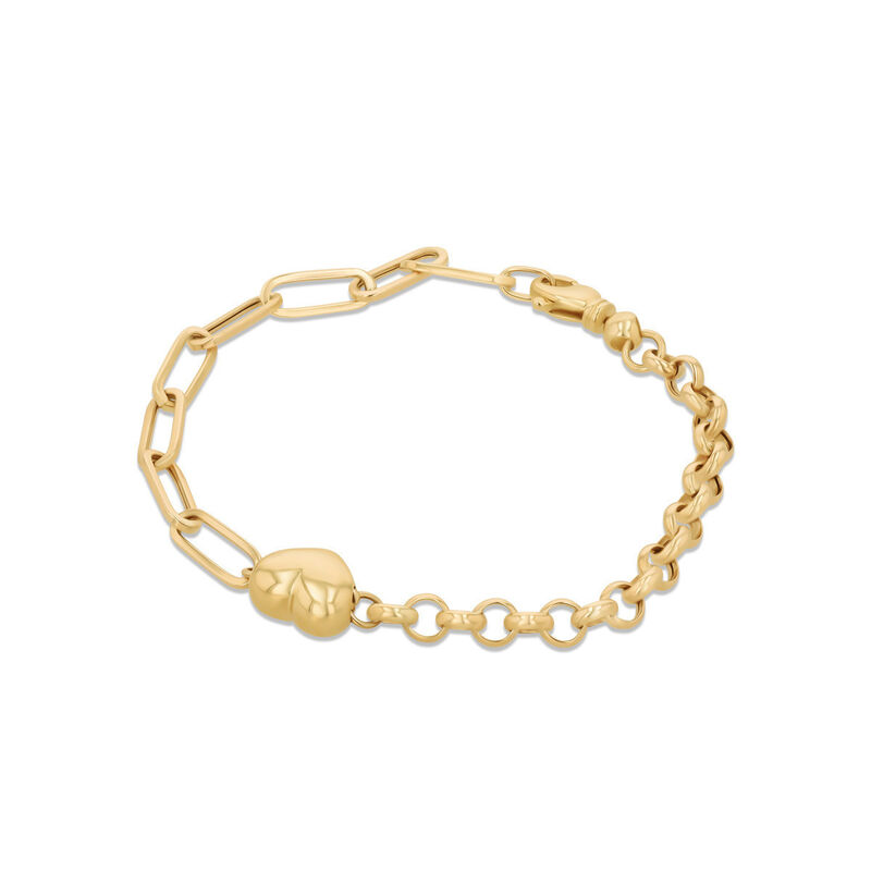 Pulsera De Corazon Oro Amarillo 10k (18.5cm Apr... image number null