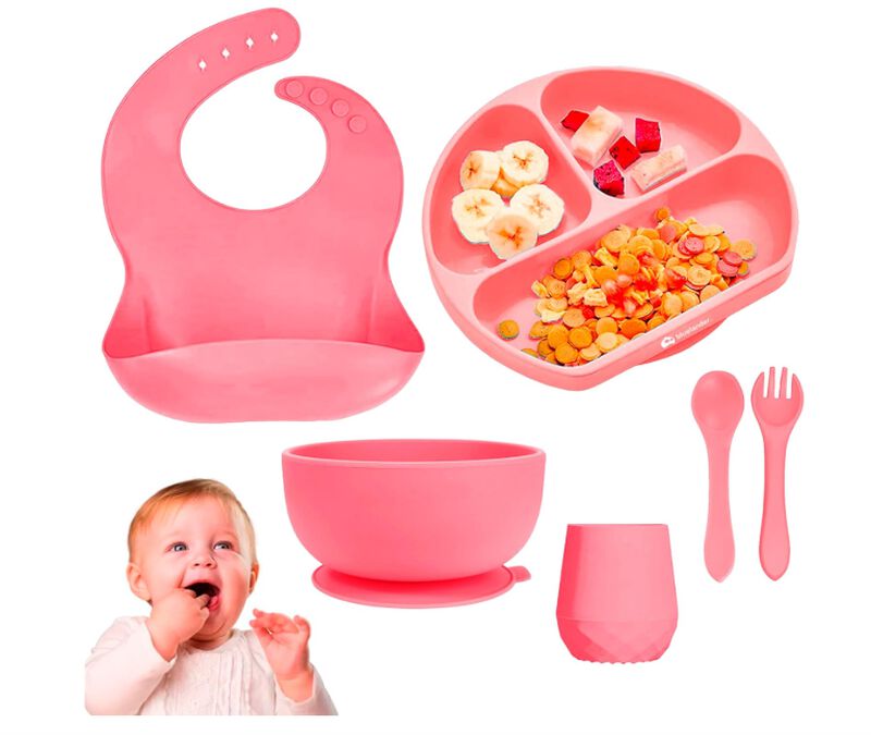 Juego de Vajilla para Beb&eacute; de Silic&oacute;n 6 Piezas ... image number null