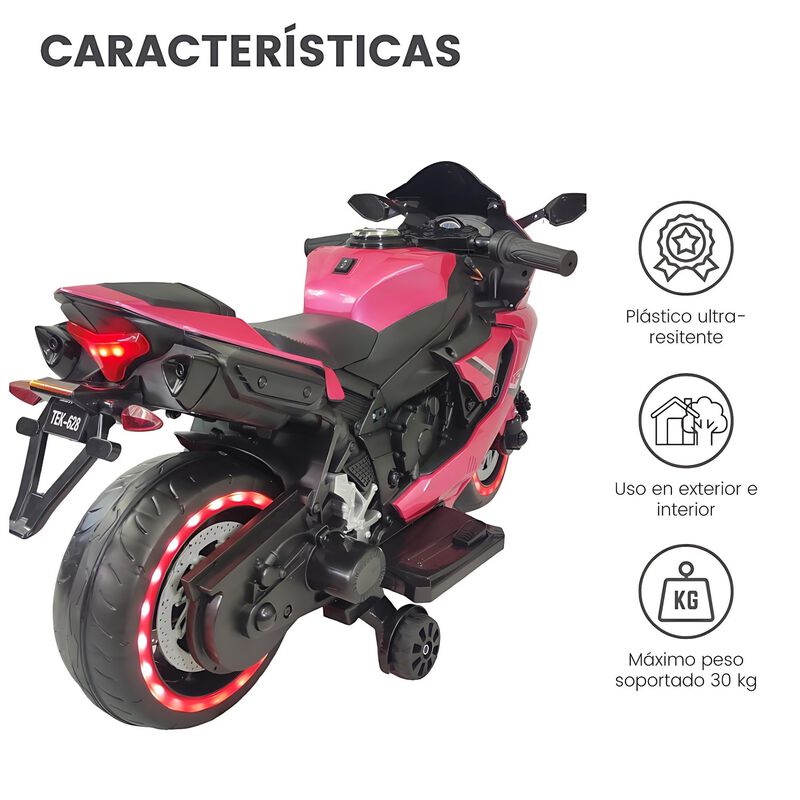 Moto El&eacute;ctrica Infantil Con Luces Led, M&uacute;sica Y... image number null
