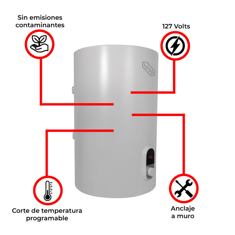 Calentador el&eacute;ctrico de dep&oacute;sito mural, 35 L, I... image number null