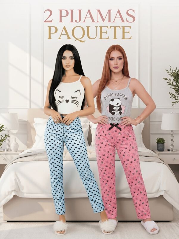 Pack De 2 Conjuntos De Pijamas Mujer Blusa Y Pa... image number null