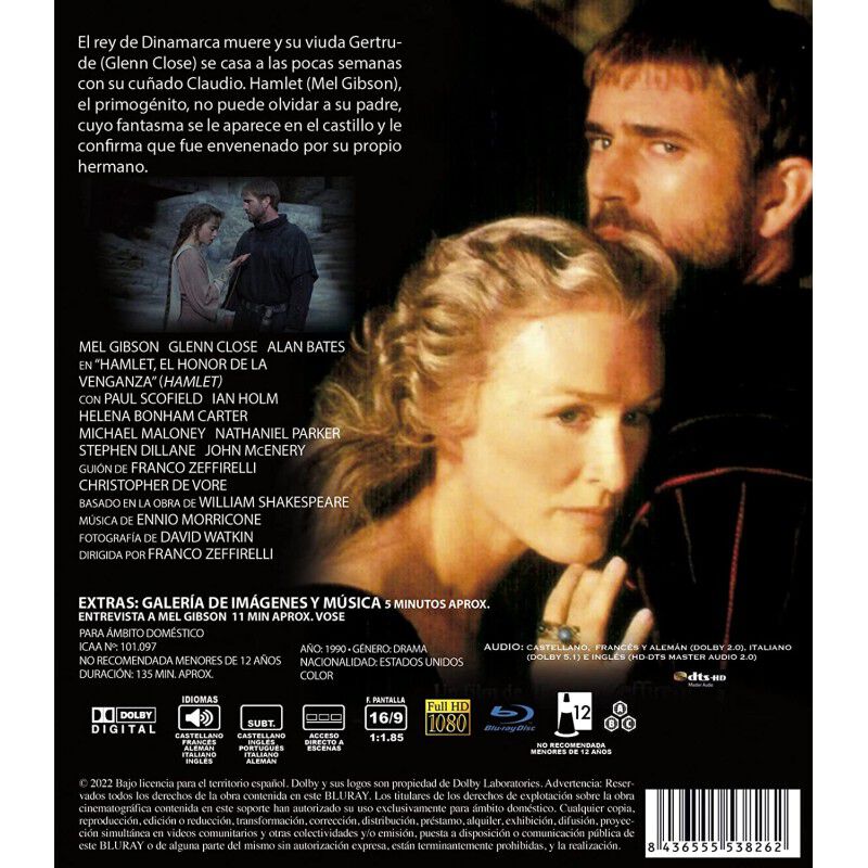 Hamlet, El Honor De La Venganza [blu-ray] (1990... image number null