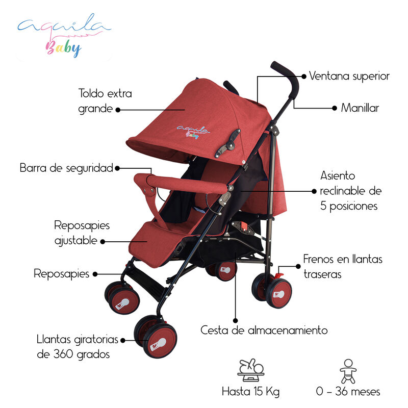 Carriola Plegable con Cubre-pies Aquila Rojo Ha... image number null