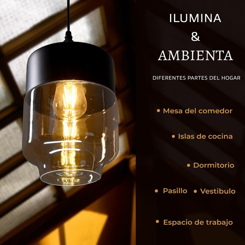 Lámpara Colgante Cilindrica Delgada Con Cristal... image number null
