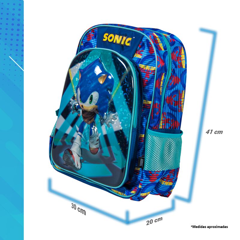 Mochila Sonic con diseño de personaje, azul, co... image number null