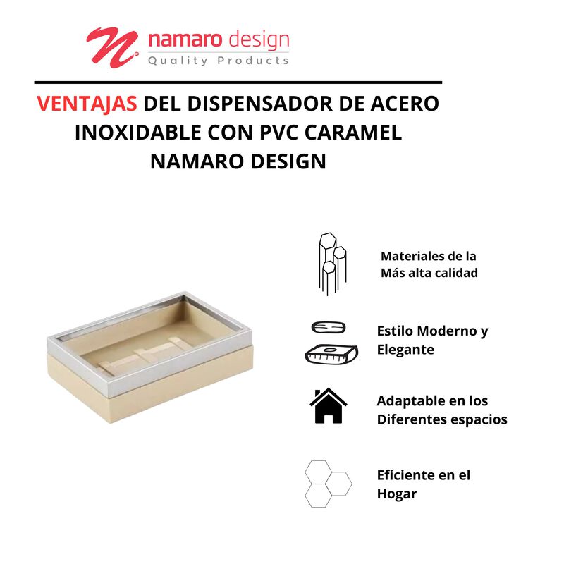 Jabonera De Acero Inoxidable Con Pvc Caramel Na... image number null
