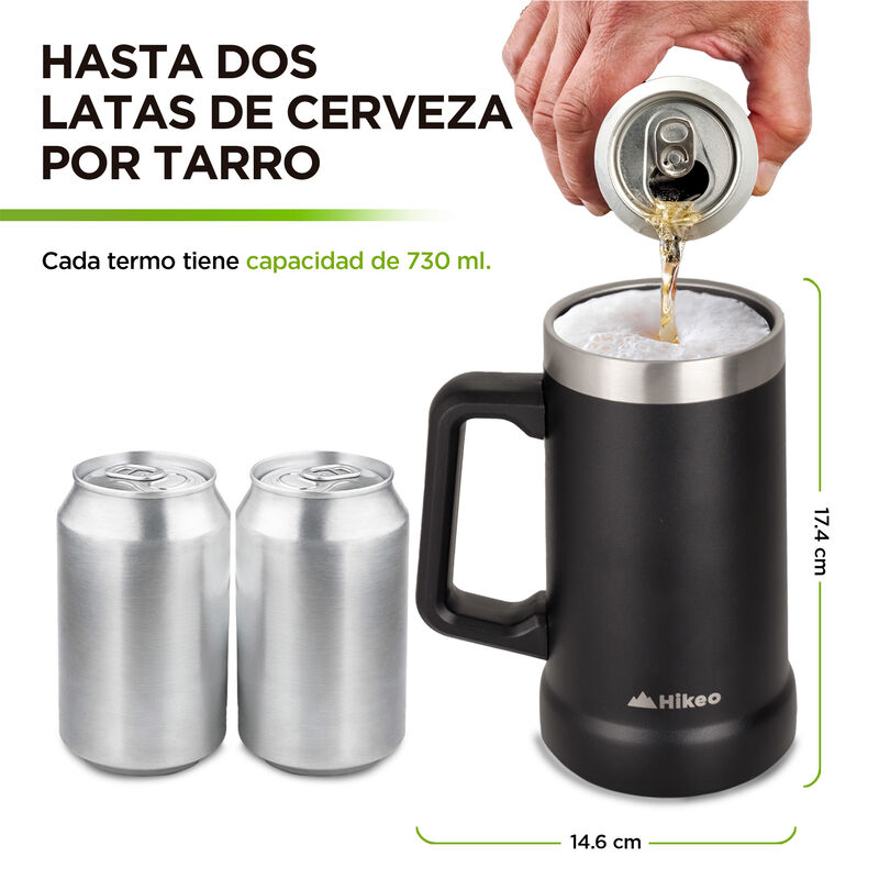 Tarro Cervecero HIKEO de Acero Inoxidable Negro image number null