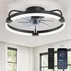 Ventilador De Techo Lediary De 20 Pulgadas, Bajo Perfil, Control Remoto Regulable, Negro