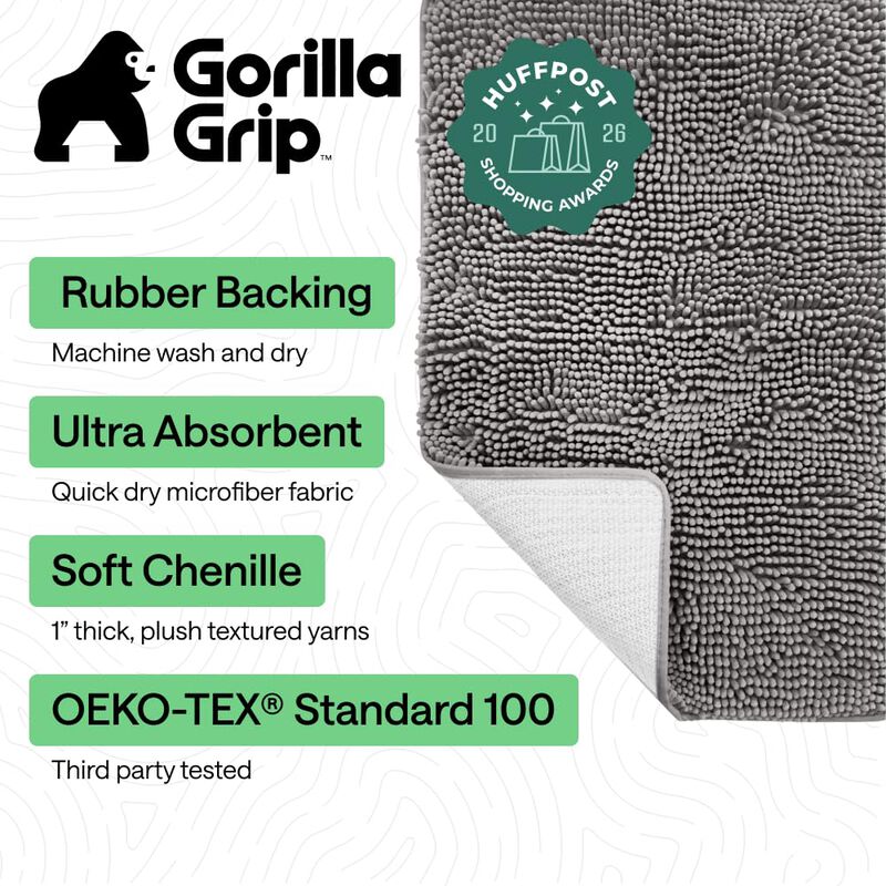 Alfombra De Ba&ntilde;o Gorilla Grip Gris De Chenilla ... image number null