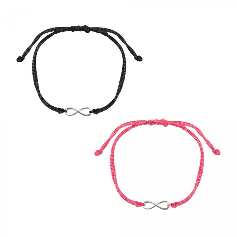 Set 2 pulseras infinito de plata con hilo negro... image number null