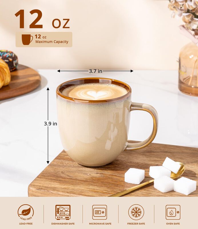 Juego De 6 Tazas De Caf&eacute; Leratio, 355 ml, Cer&aacute;m... image number null
