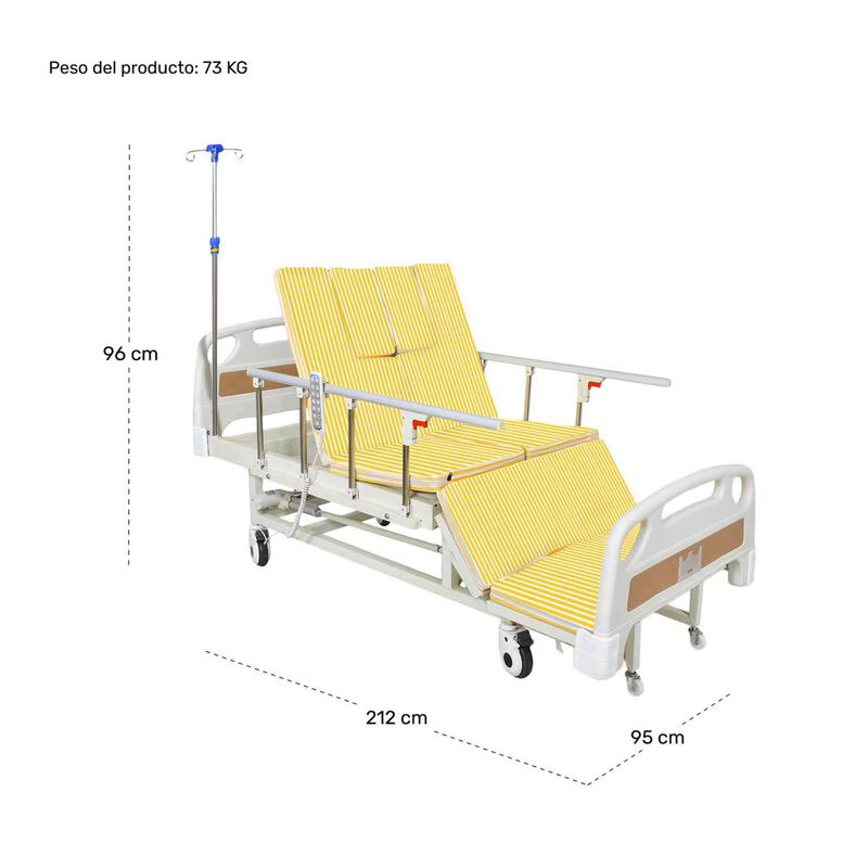 Cama Hospitalaria El&eacute;ctrica 6 Funciones C&oacute;modo ... image number null