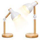 L&aacute;mpara De Escritorio De Metal Y Madera E27 40 W Blanco/ Cafe Bluelander